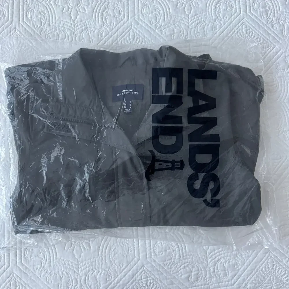 Lands’ End CS Outrigger Mesh Lined Jacket w/Hood Storm Flap Soapstone Small NWT